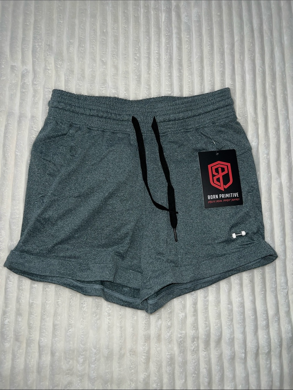 Born Primitive Women’s Heather Athletic Shorts with Black Drawcord